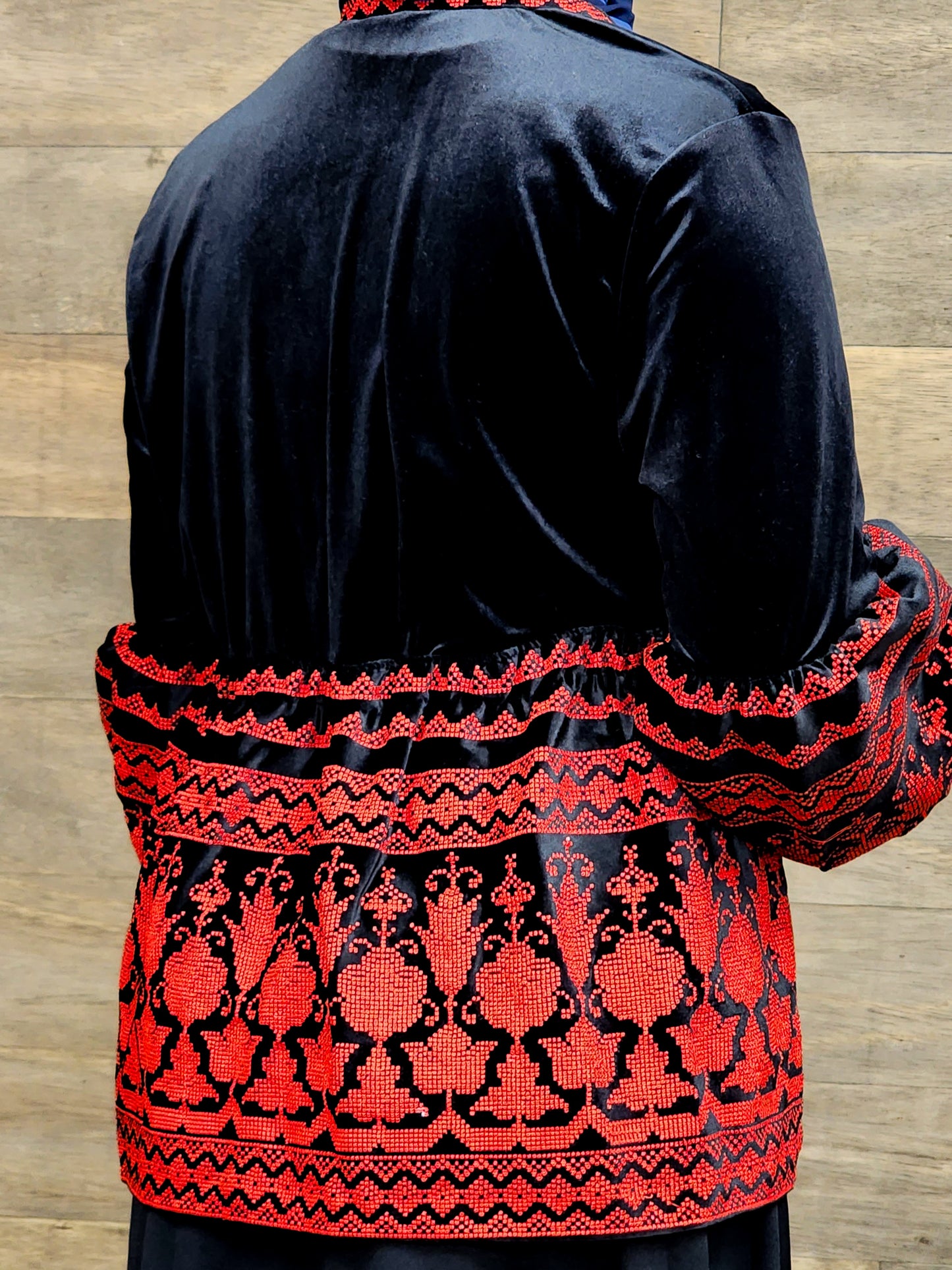 Tatreez Jacket-Black with Red Accents