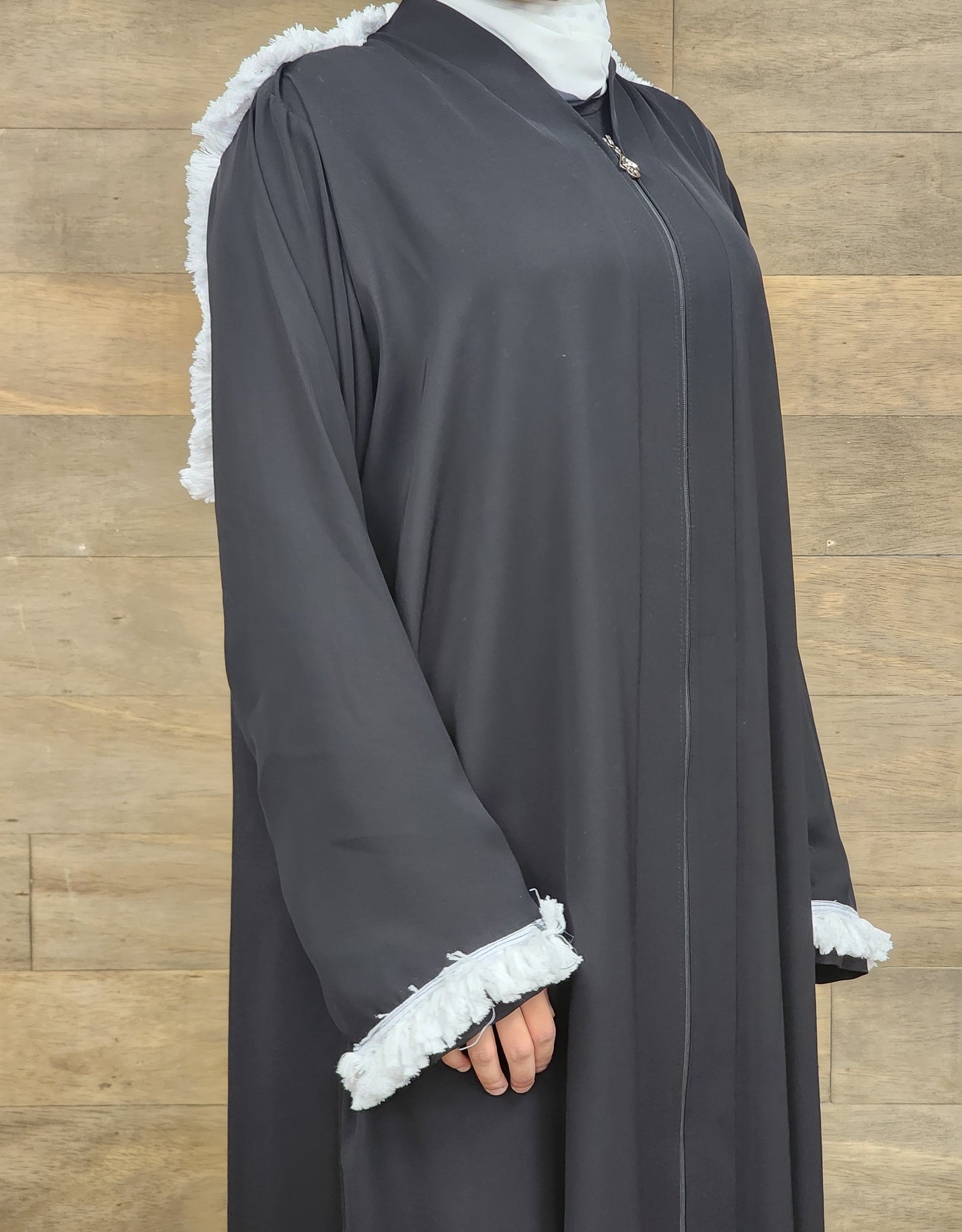 Abaya with keffiyeh back accent