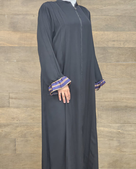 Abaya with Saya Accents | Ruffle Sleeve