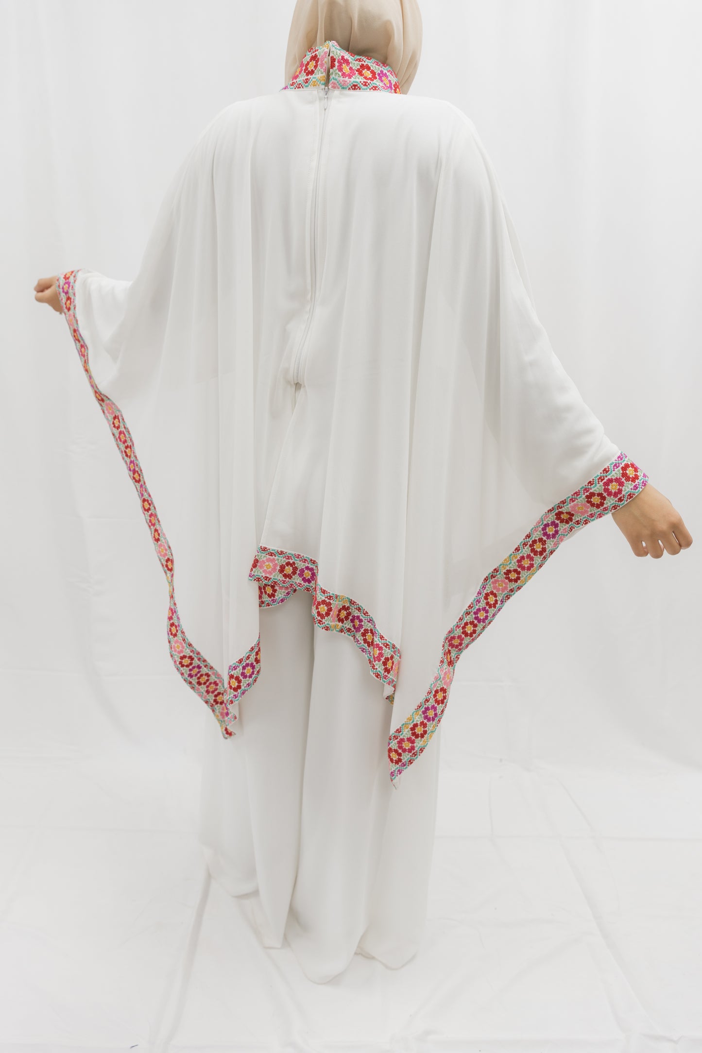 Handmade One-of-a-Kind White Tatreez Jumpsuit