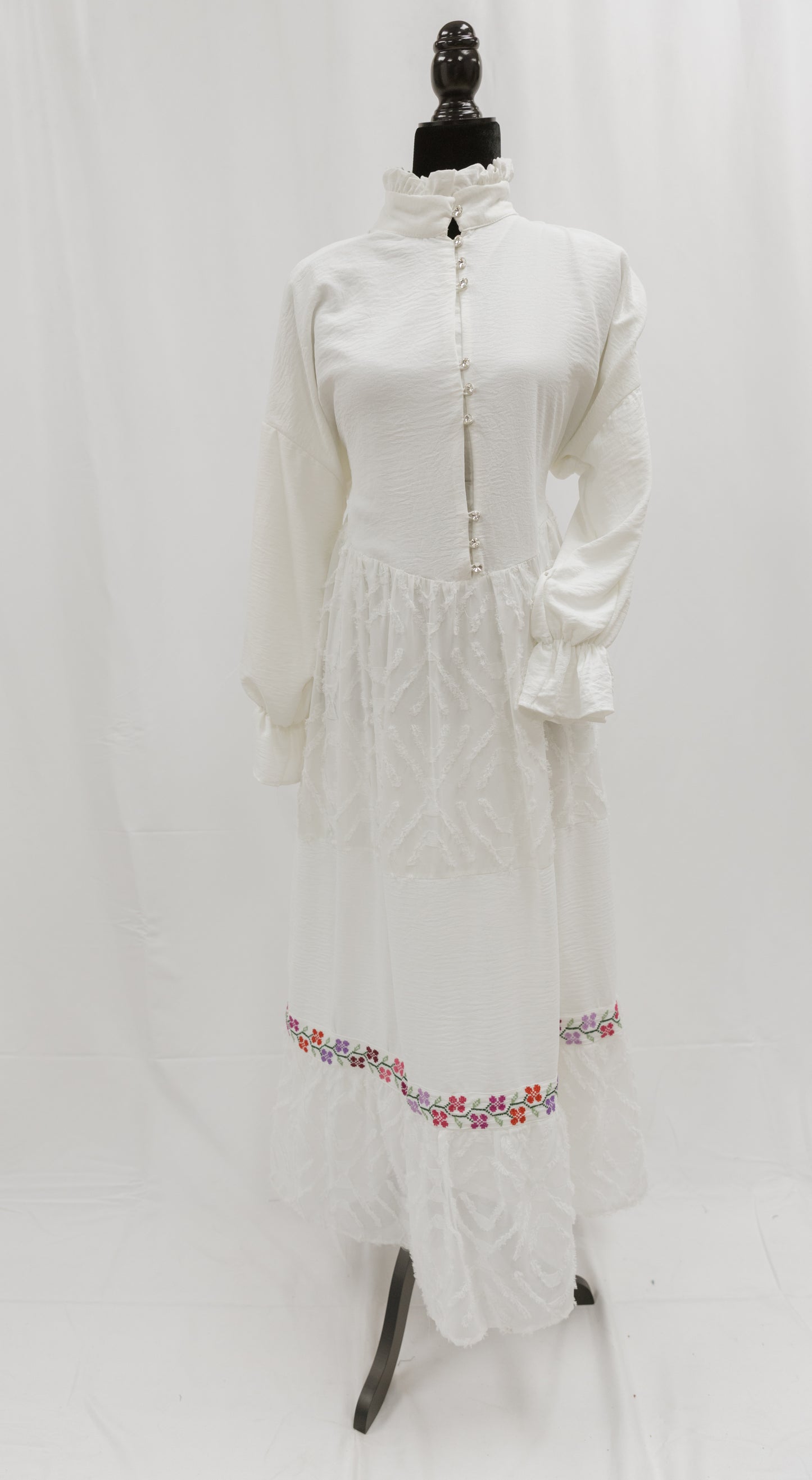 Handmade One-of-a-Kind Tatreez Maxi Dress-Cream