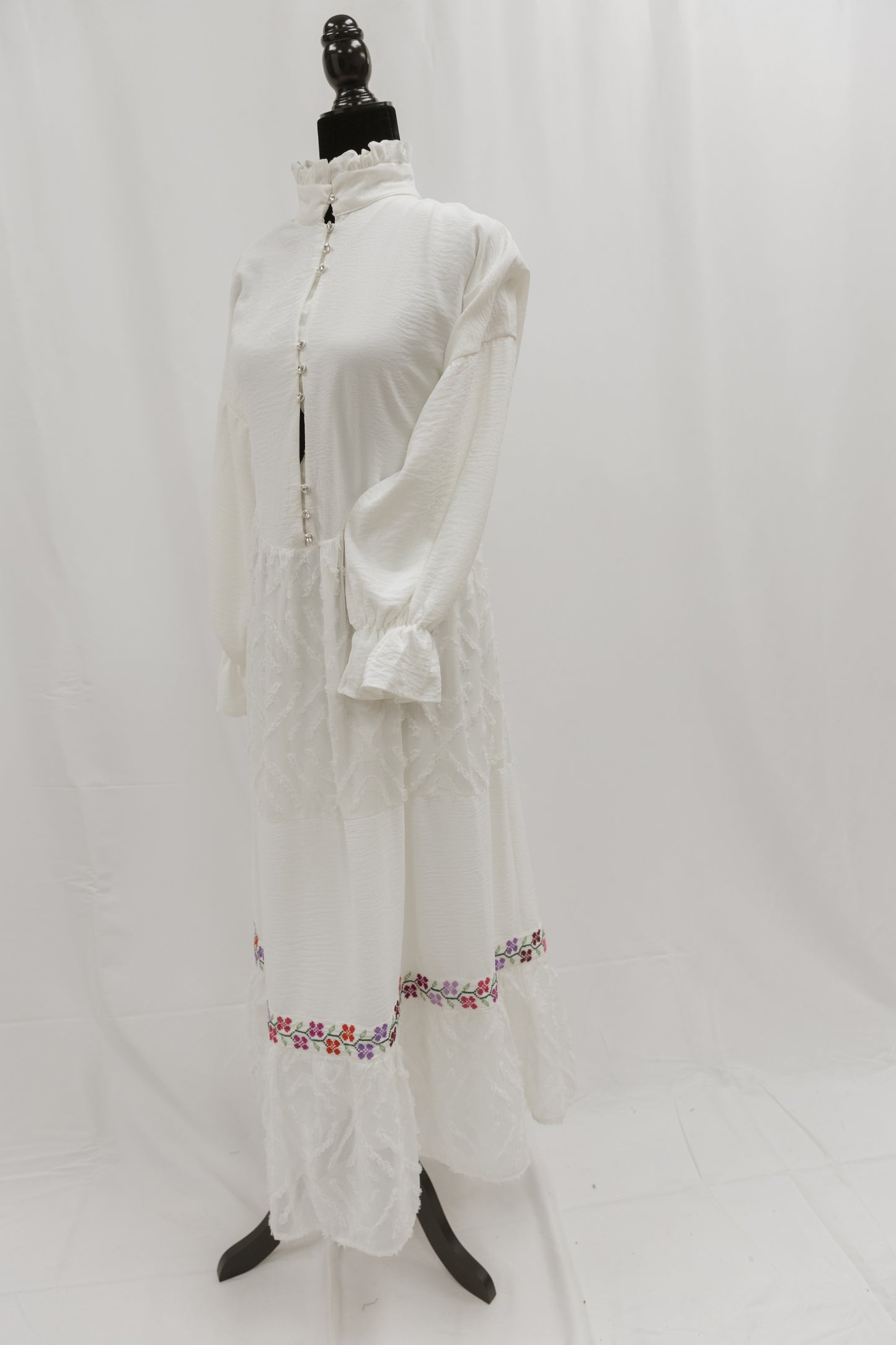 Handmade One-of-a-Kind Tatreez Maxi Dress-Cream