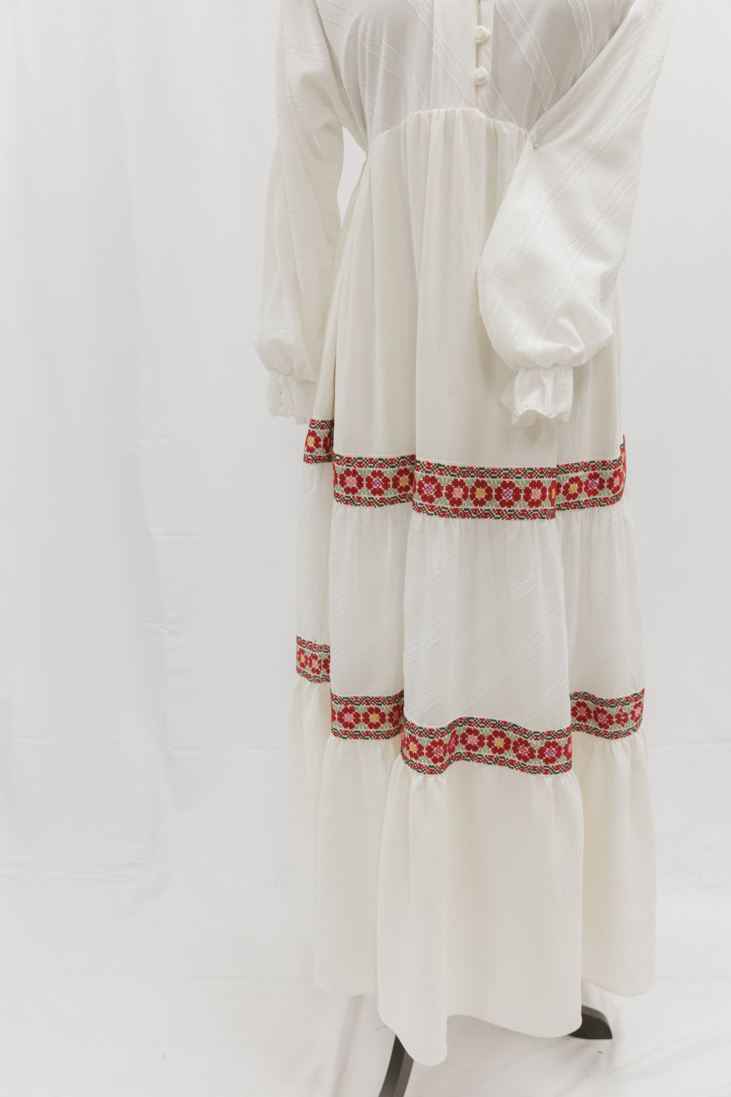 Handmade One-of-a-Kind Maxi Cream Tatreez Dress