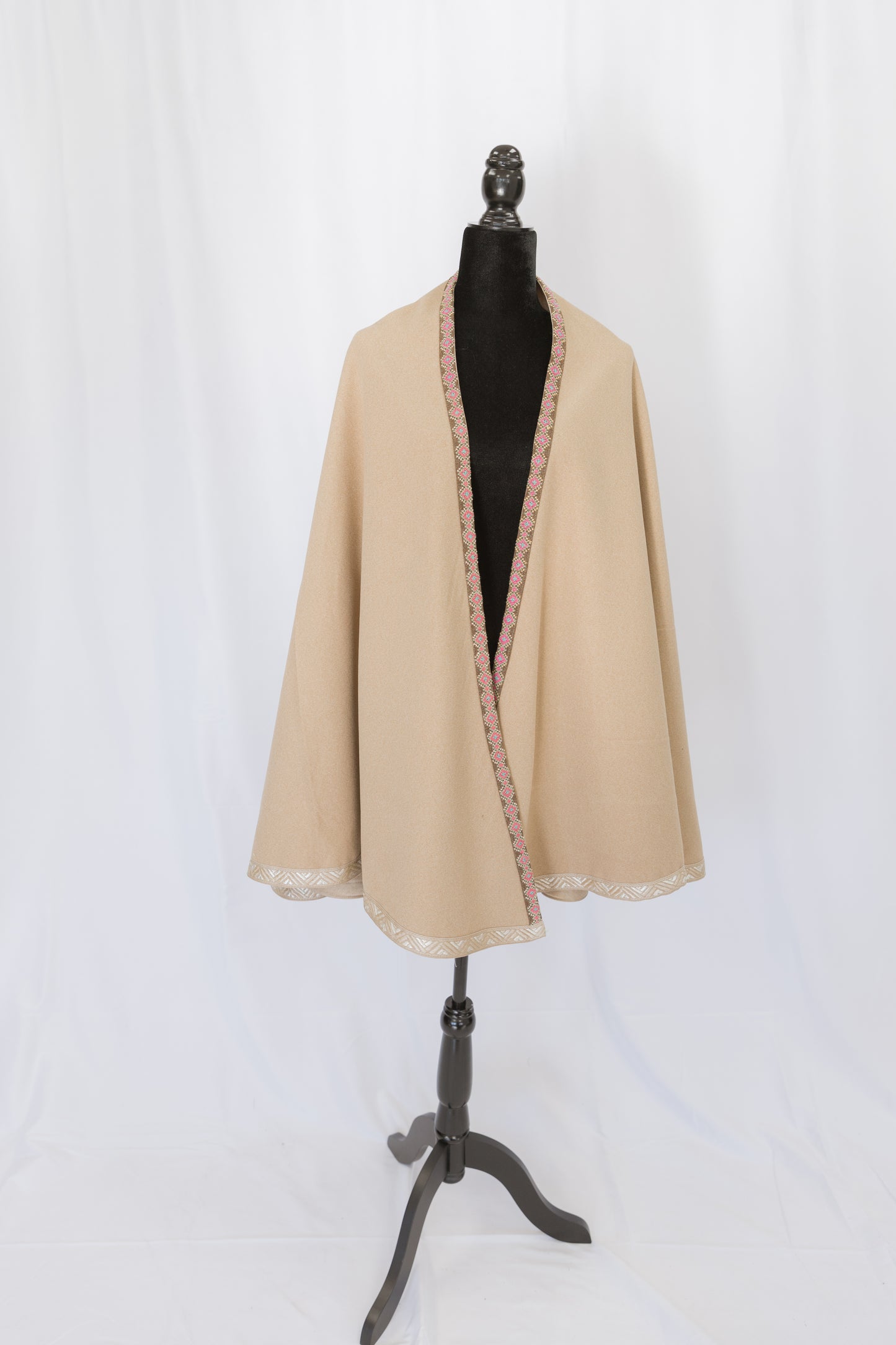 Handmade Broadcloth Beige Winter Tatreez Shawl