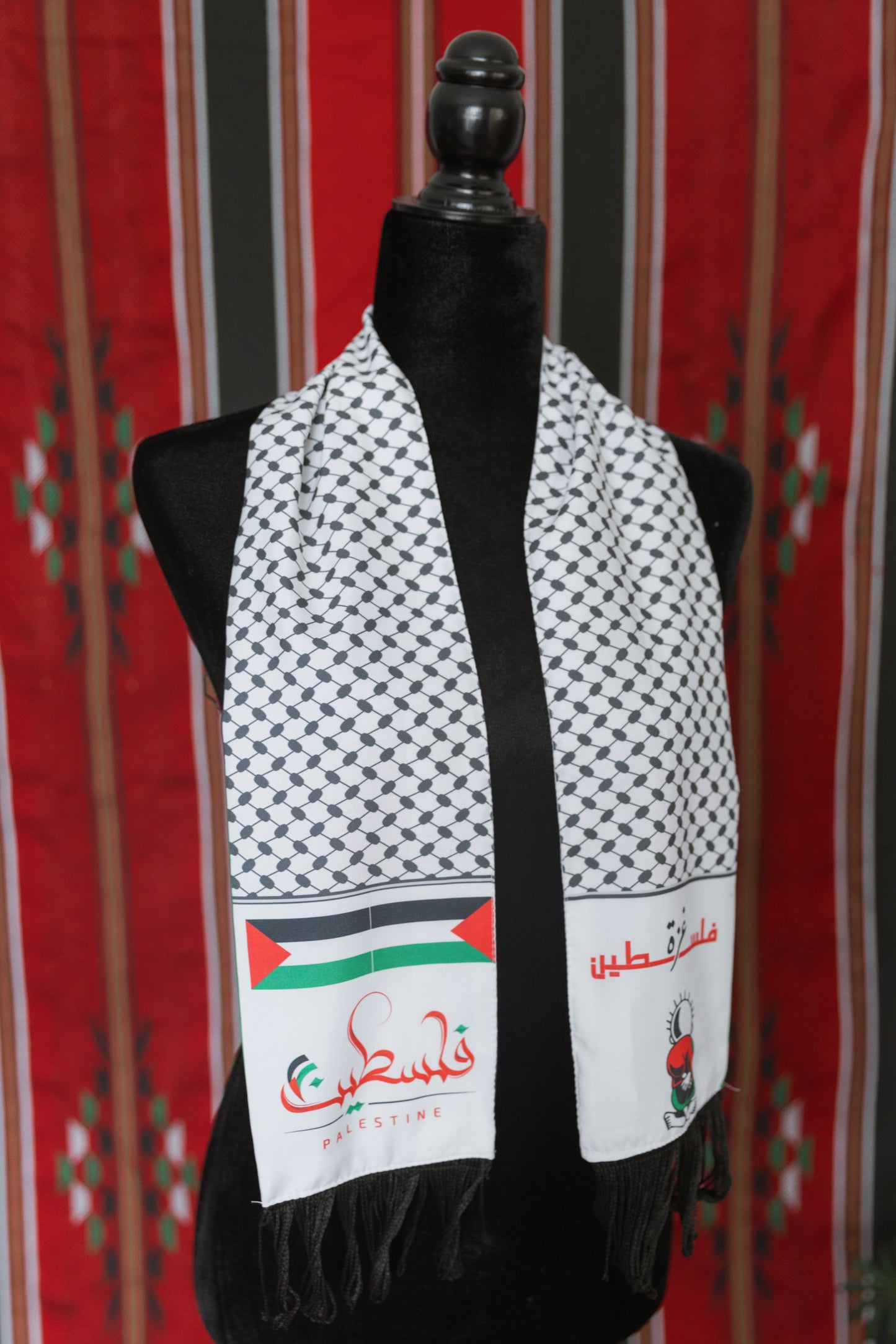 Palestine Decorative Hatta Scarf (Palestinian Flag & Handala)