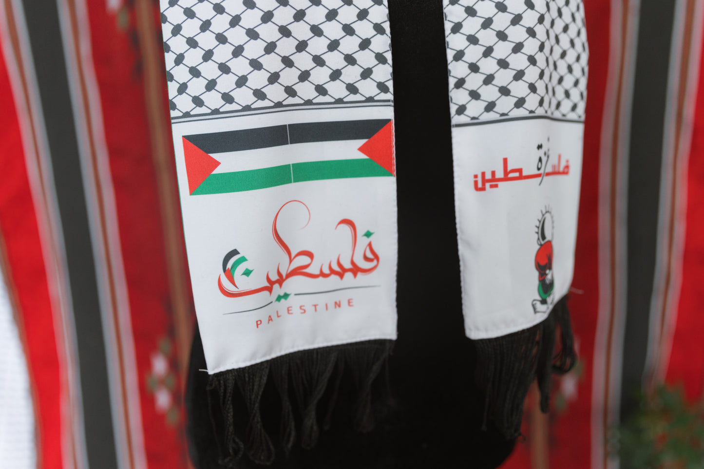 Palestine Decorative Hatta Scarf (Palestinian Flag & Handala)