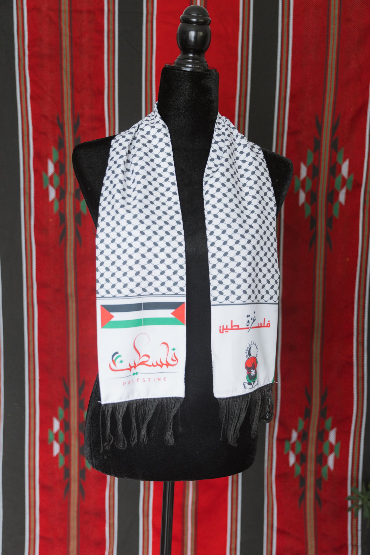 Palestine Decorative Hatta Scarf (Palestinian Flag & Handala)