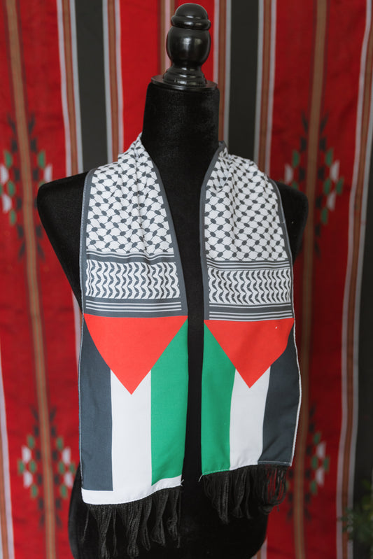 Palestine Decorative Hatta Scarf (Palestinian Flag & Kefiyyeh Print)