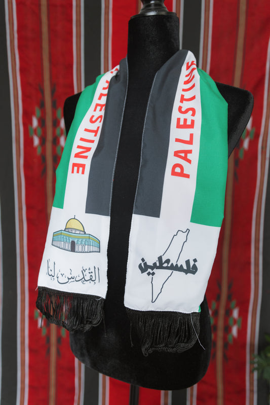 Palestine Decorative Hatta Scarf (Palestinian Map & Dome of the Rock)