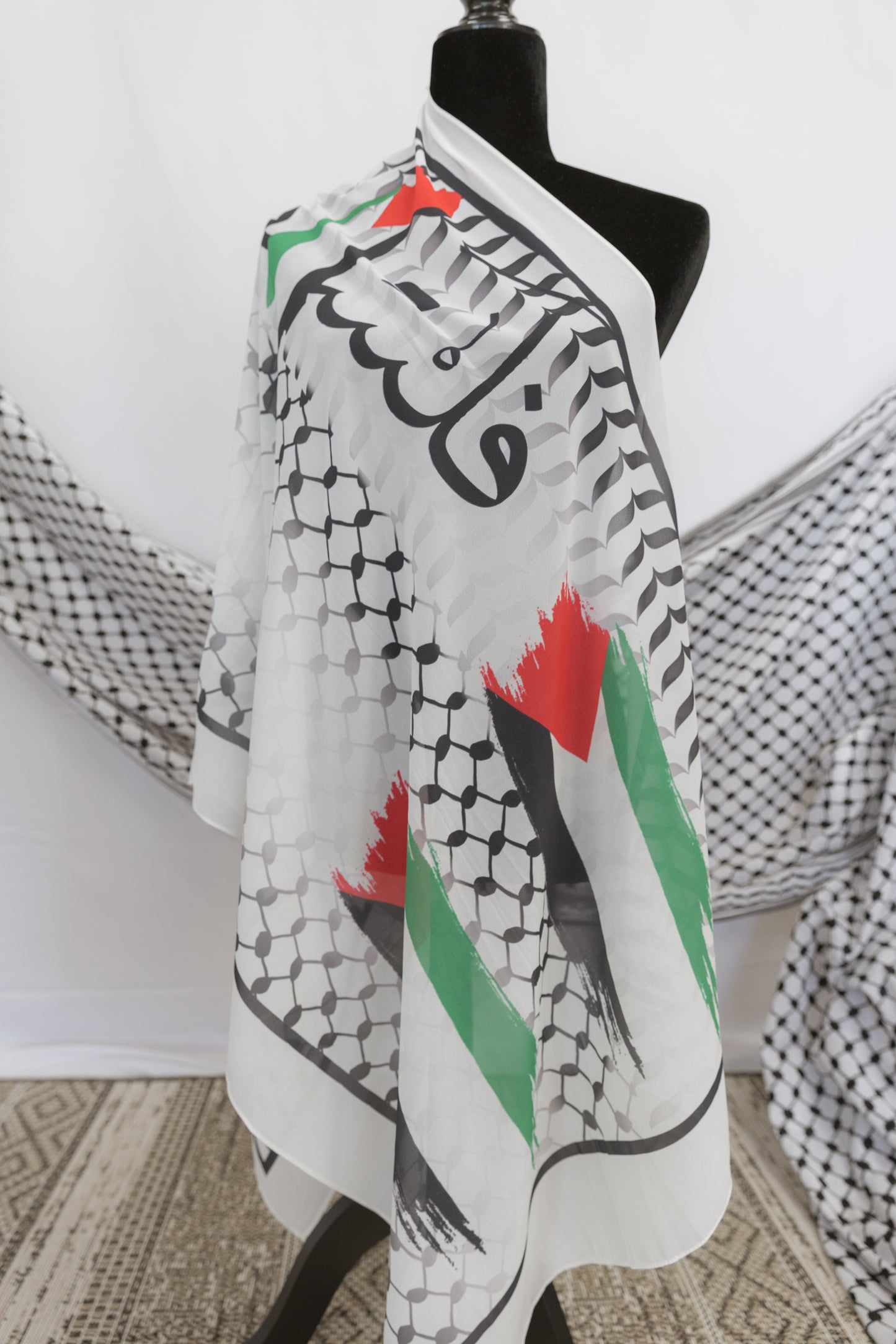 Palestinian Flag & Keffiyeh Chiffon Scarf