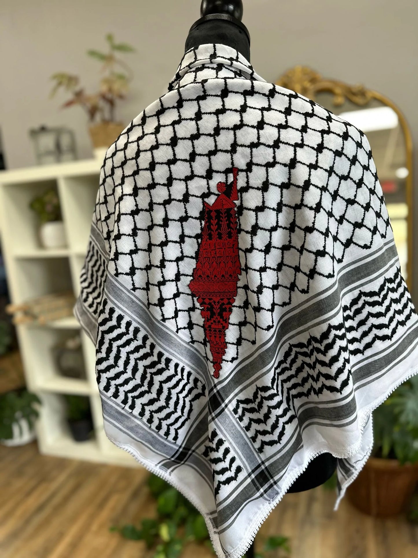 Palestinian Keffiyeh with Colored Palestinian Flag Tatreez