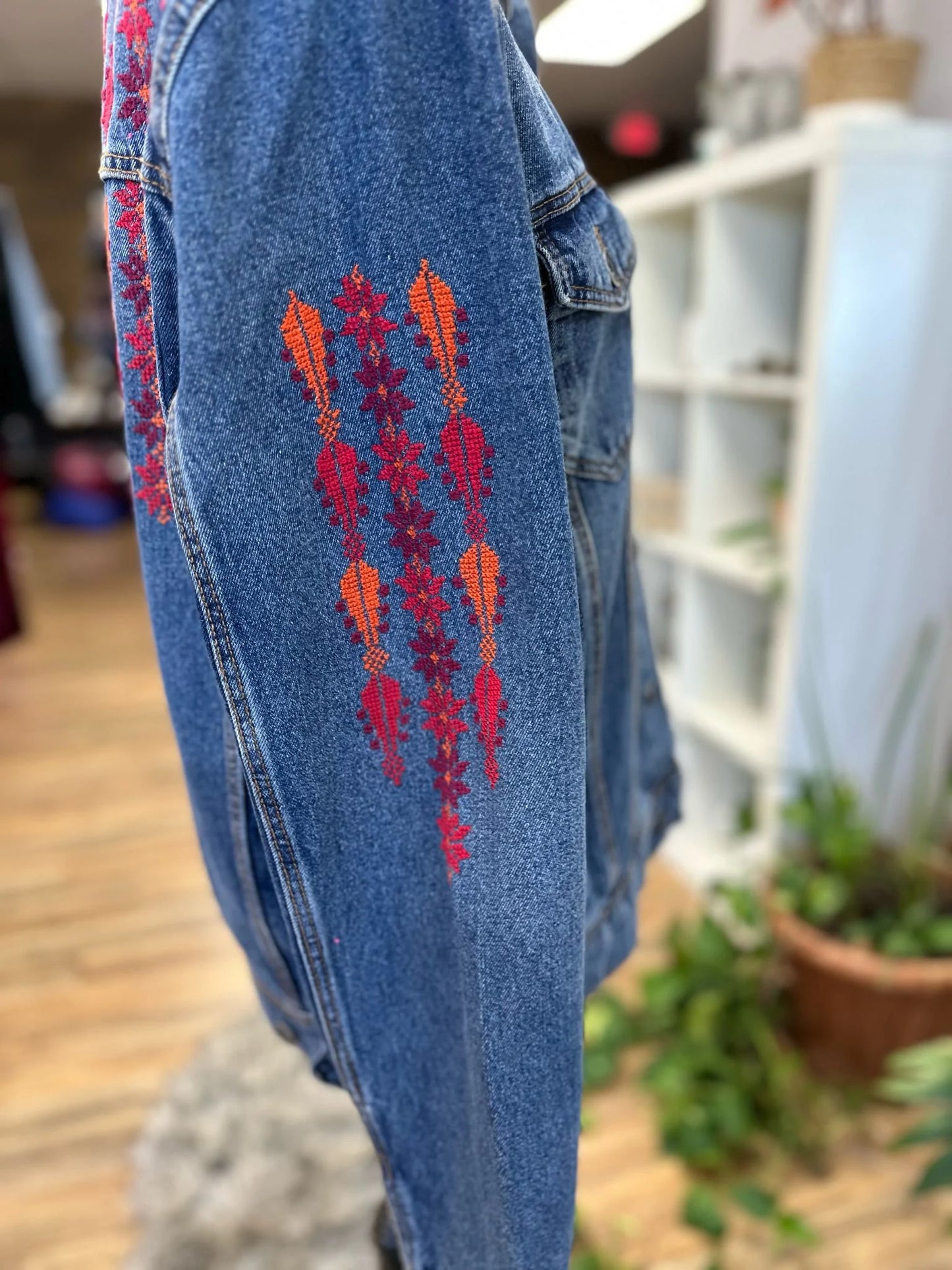 Jean Jacket with Tatreez Design