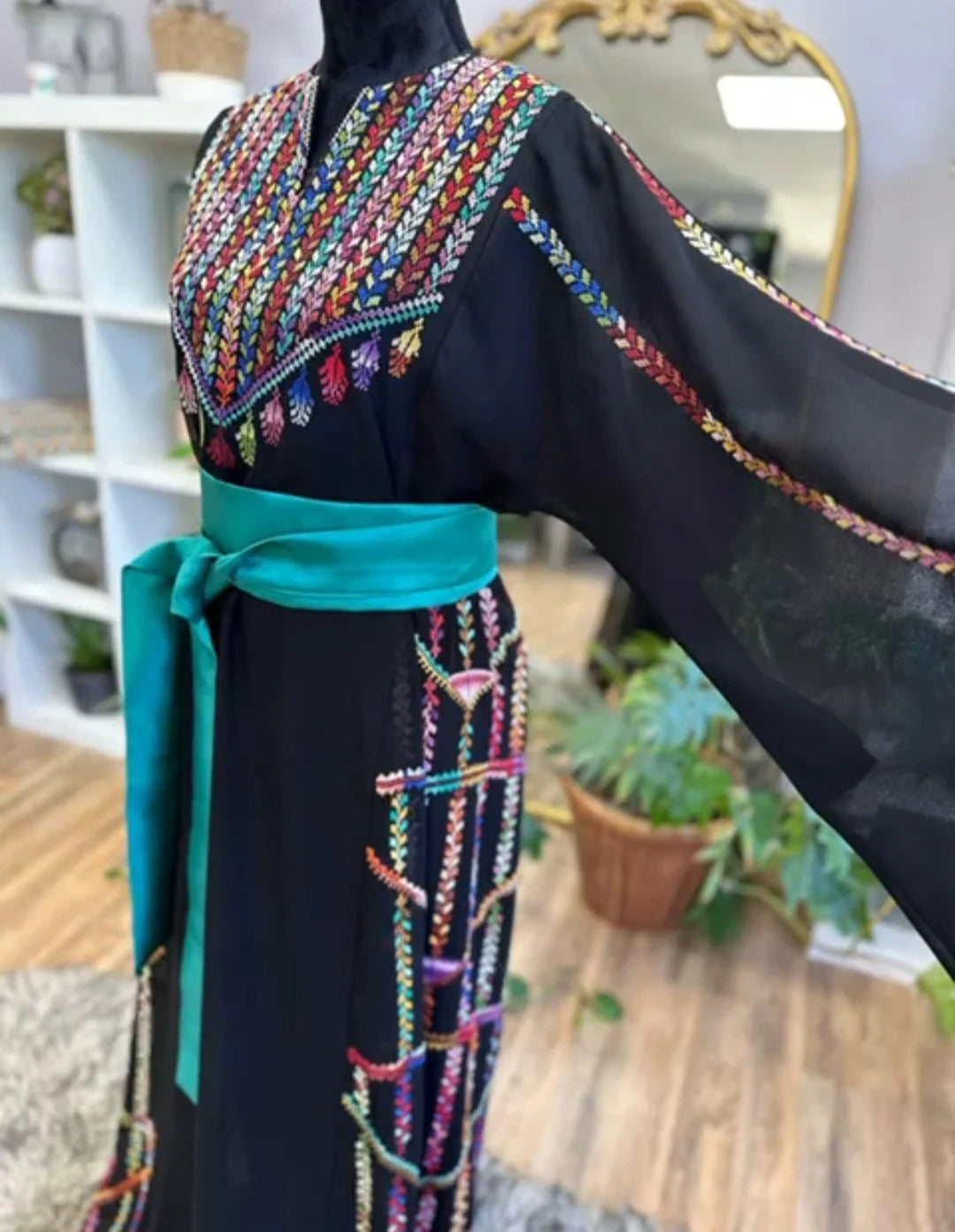 One-of-a-Kind Palestinian Thobe with matching satin belt