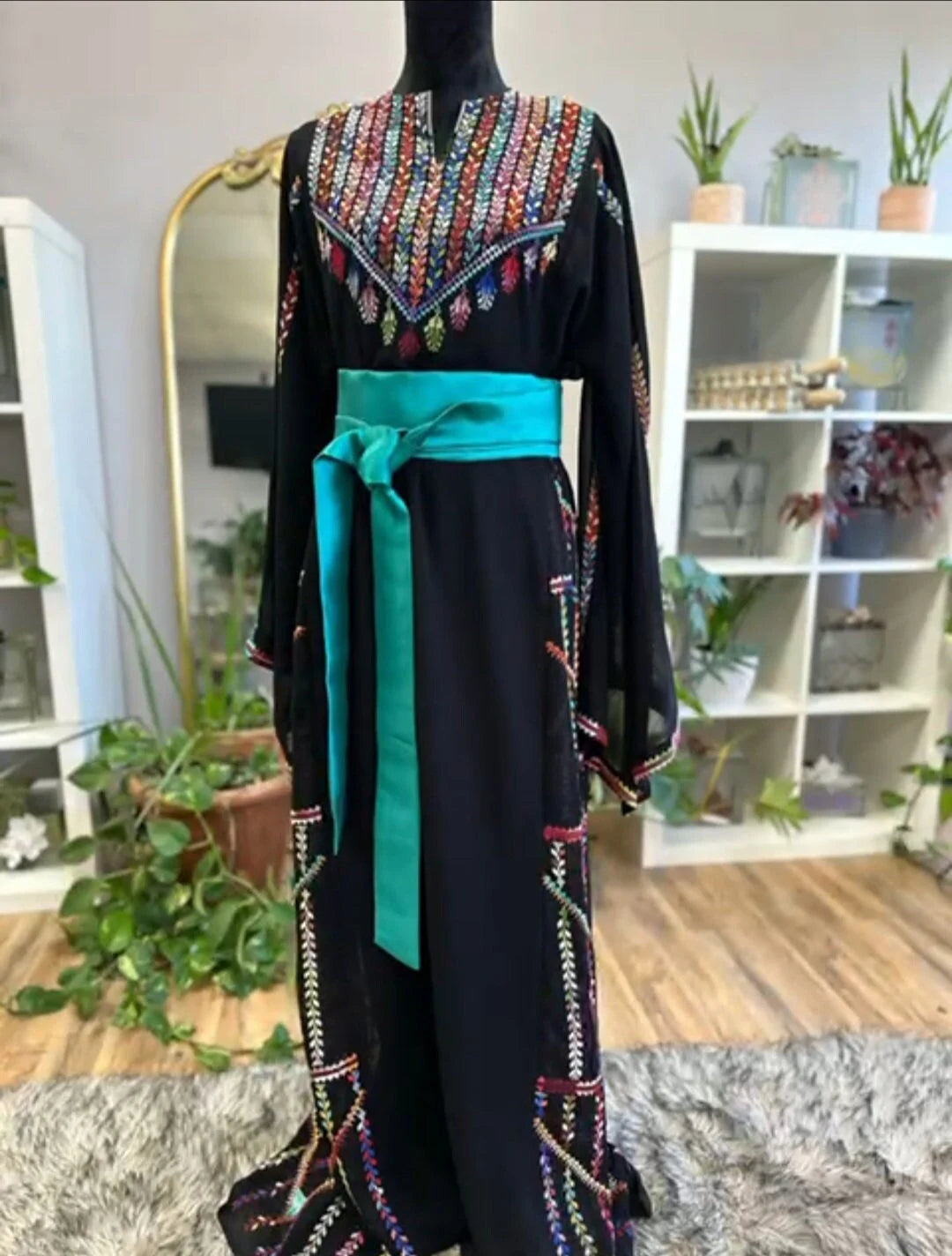 One-of-a-Kind Palestinian Thobe with matching satin belt