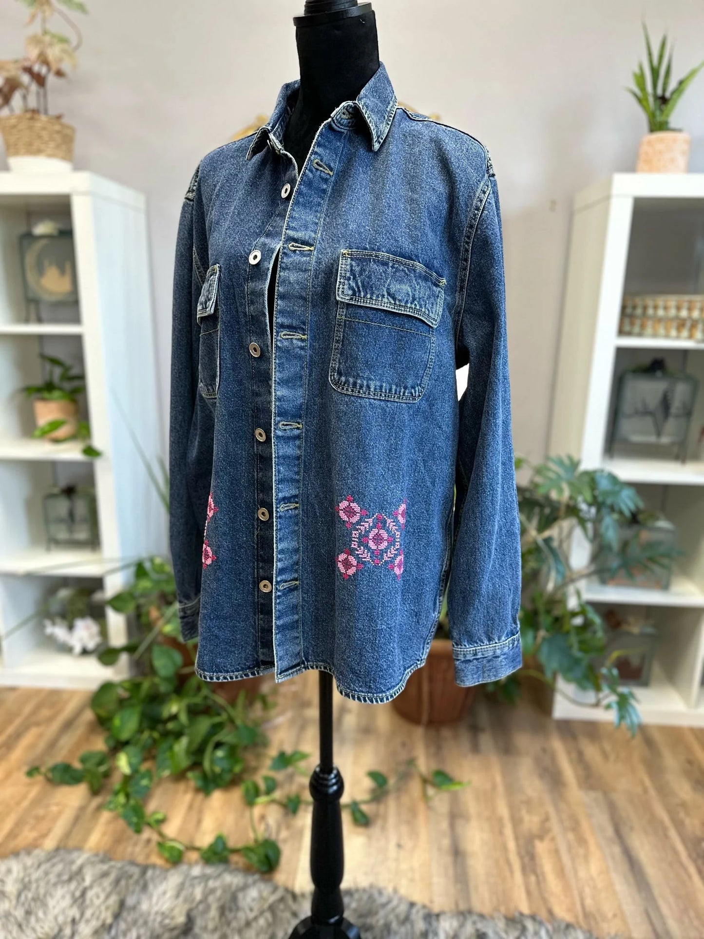 Jean Jacket with Tatreez Design