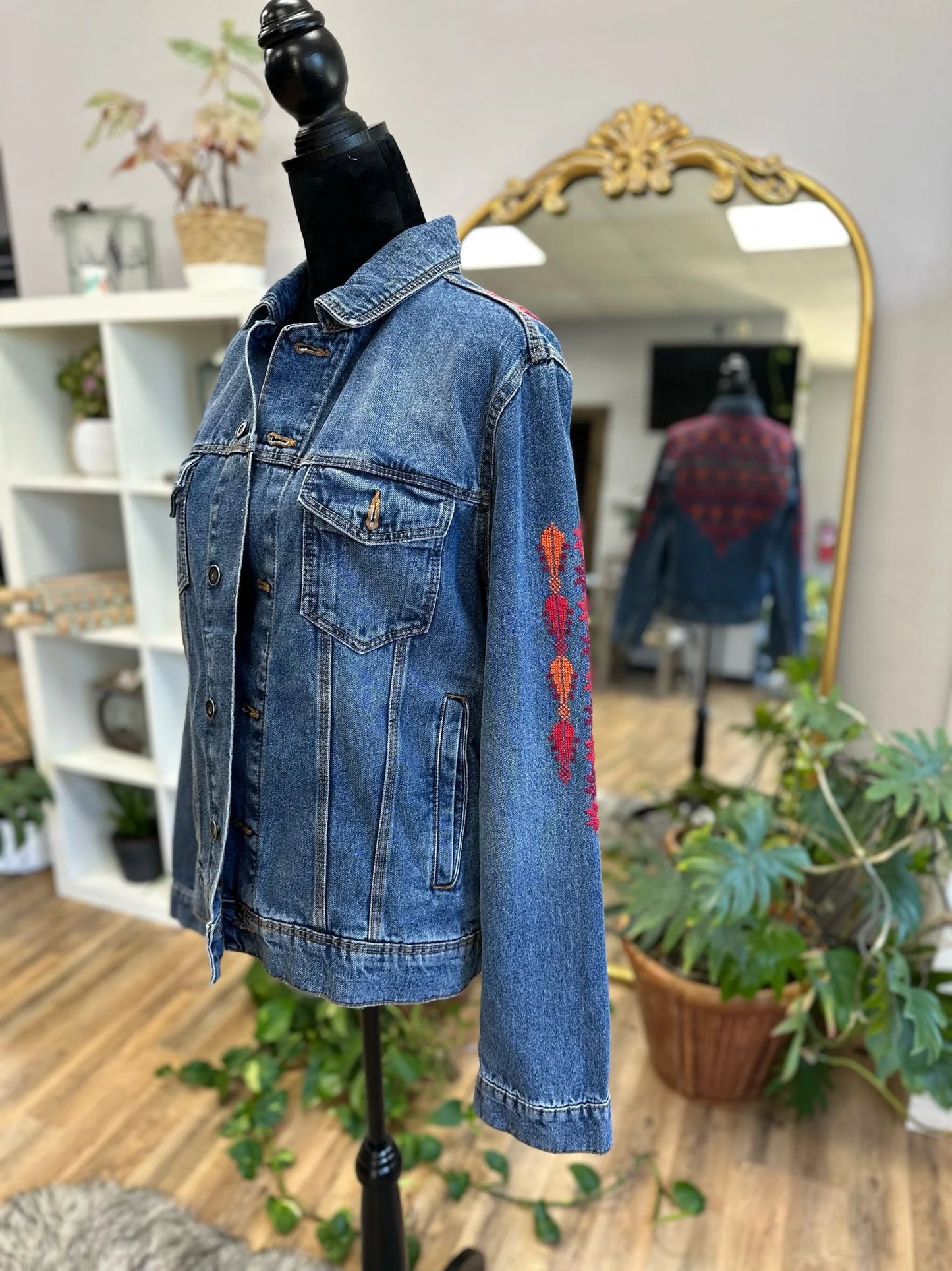 Jean Jacket with Tatreez Design