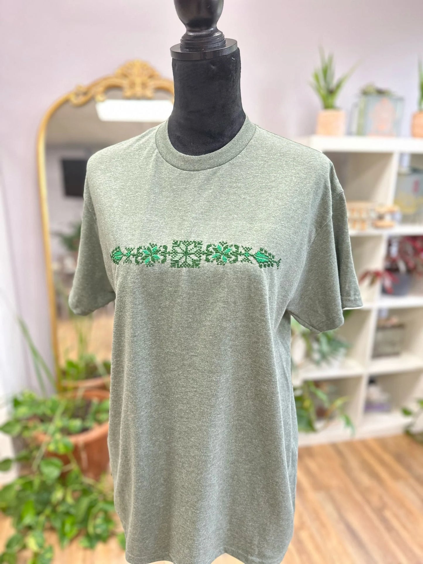 Palestine T-Shirt with Tatreez Design