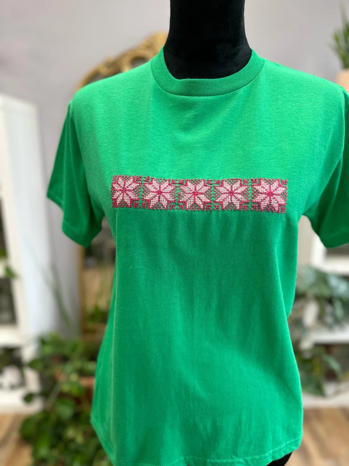 Palestine T-Shirt with Tatreez Design