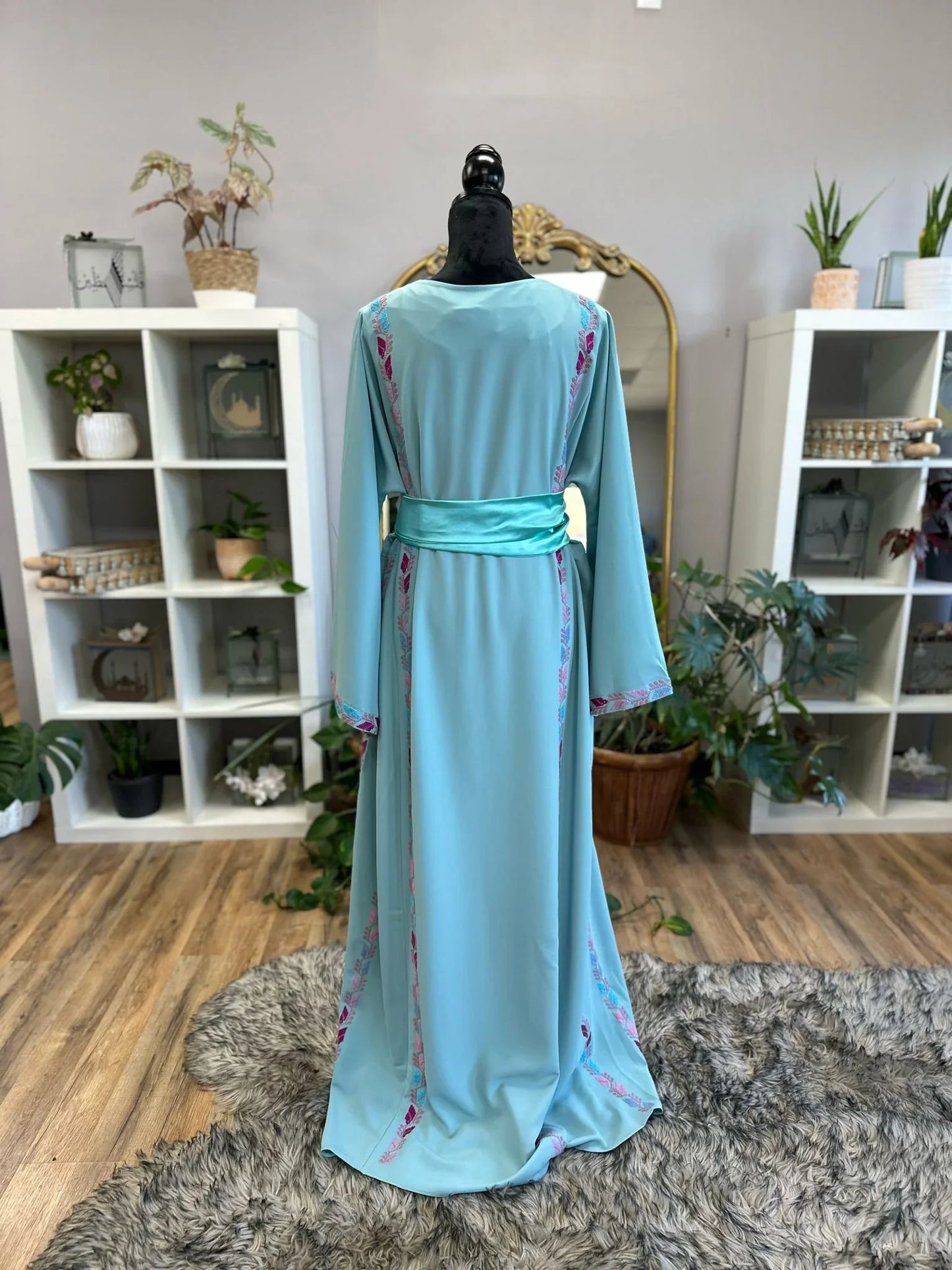 Modern One-of-a-Kind Palestinian Thobe with matching satin belt